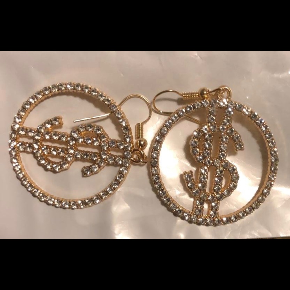 $$ Gold Crystal Earrings